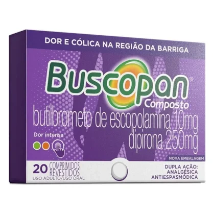 Buscopan Composto 250 + 10mg 20 cp rev (Dipirona + Escopolamina)