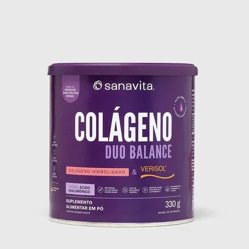 Colágeno Duo Balance 330G Sabor Hibiscus E Frutas Roxas - Sanavita