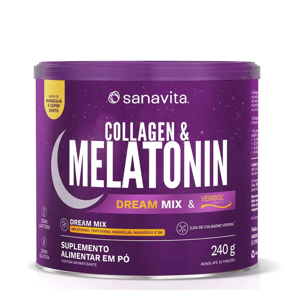 Collagen & Melatonin Sabor Maracujá E Capim Limão - Sanavita