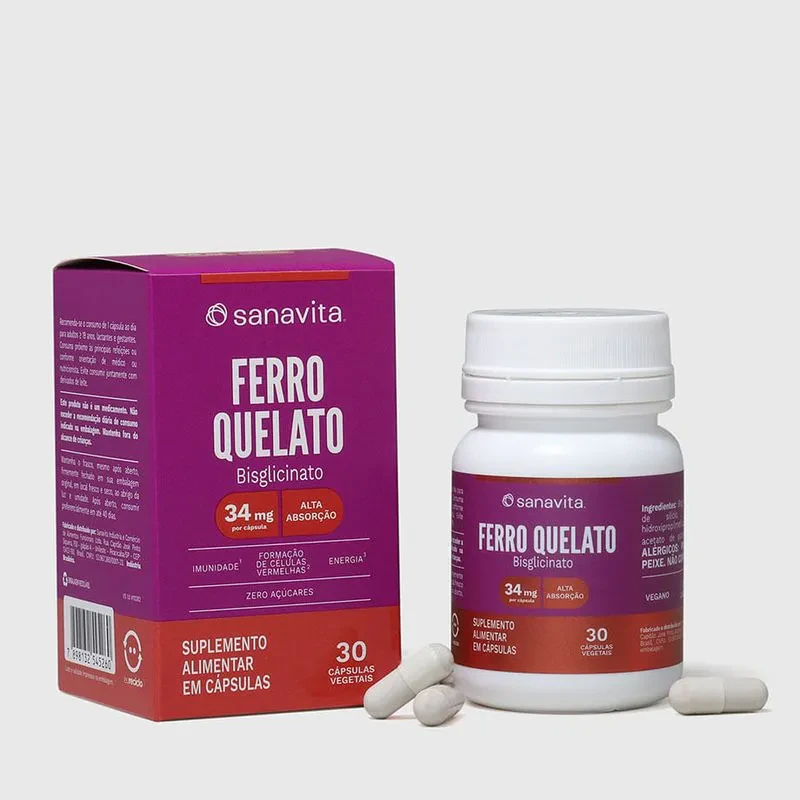 Ferro Quelato Bisglicinato 34Mg 30 Caps Sanavita