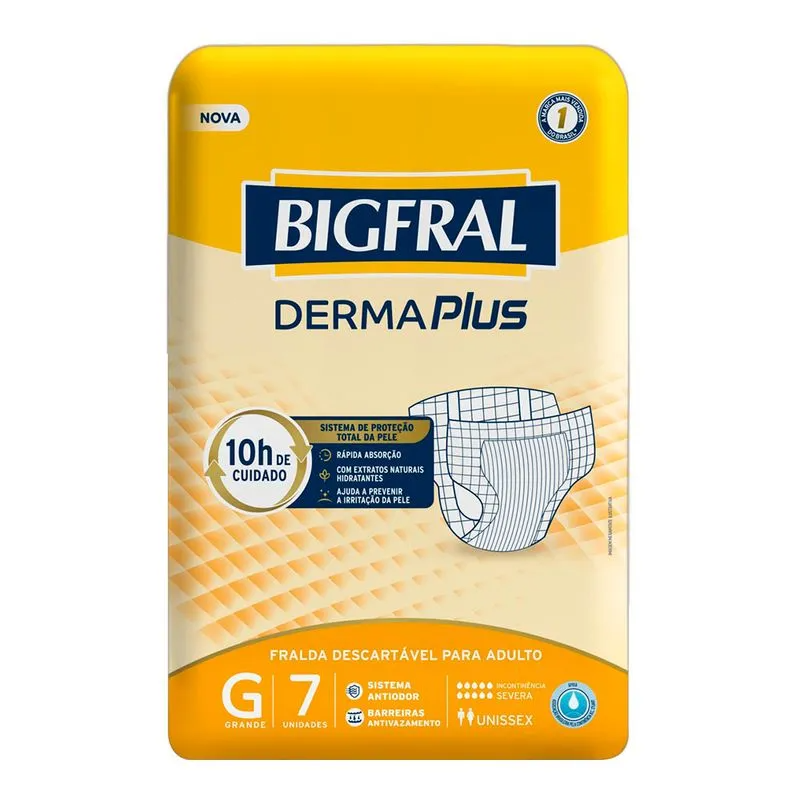 Fralda Geriátrica Derma Plus G 8x7 un (Bigfral)